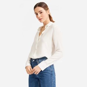 Everlane clean silk relaxed shirt off white size 6 NEW